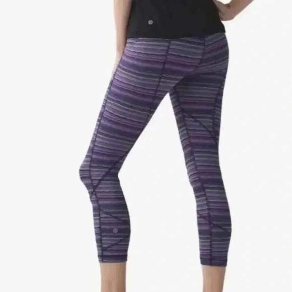 Lululemon Pace Rival Crop Legging- Space Dye Twist Violet Multi Size 6 - Picture 3 of 11